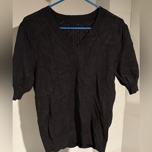 Black V-Neck Knit Sweater